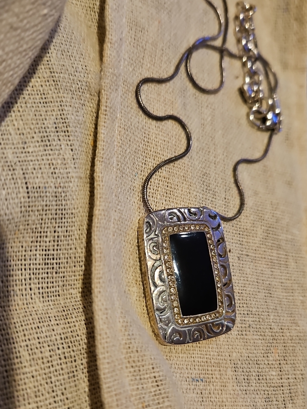 Brighton Silver-Tone Black Onyx Pendant Necklace